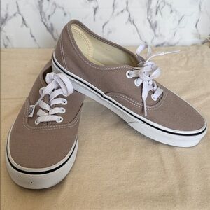 Vans Beige Canvas Shoes with White Accents